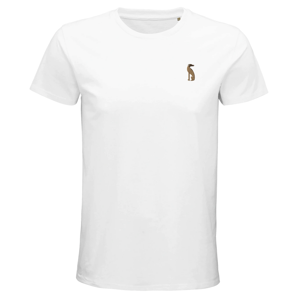 T-shirt Bameneli Blanc porté par un mannequin - coupe ajustée brodée, vue de face