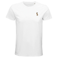 T-shirt Bameneli Blanc porté par un mannequin - coupe ajustée brodée, vue de face