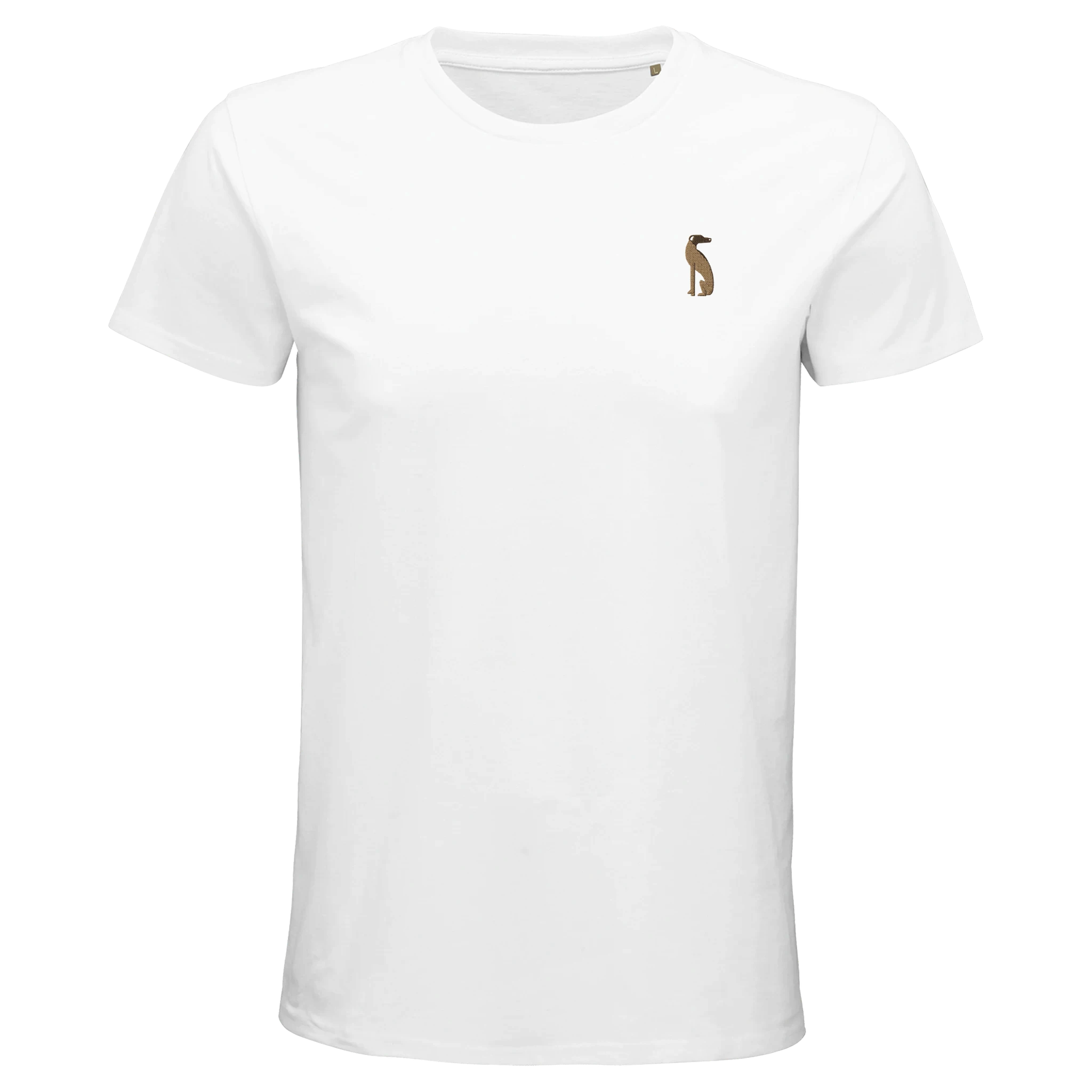 T-shirt Bameneli Blanc porté par un mannequin - coupe ajustée brodée, vue de face