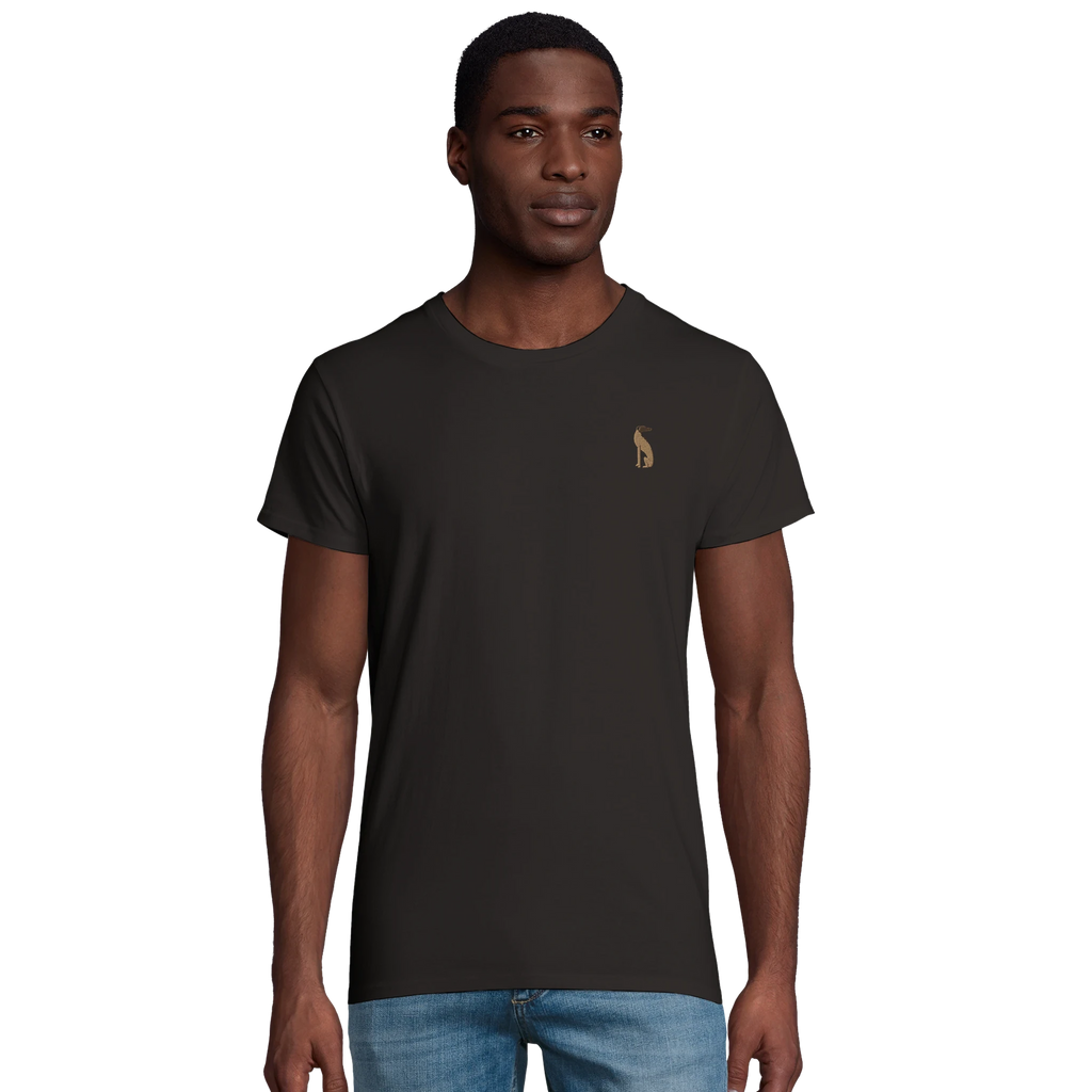 Homme portant le t-shirt Bameneli noir, vue de face