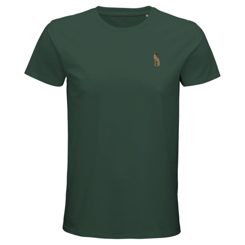T-shirt Bameneli Vert bouteille porté par un mannequin - coupe ajustée brodée, vue de face